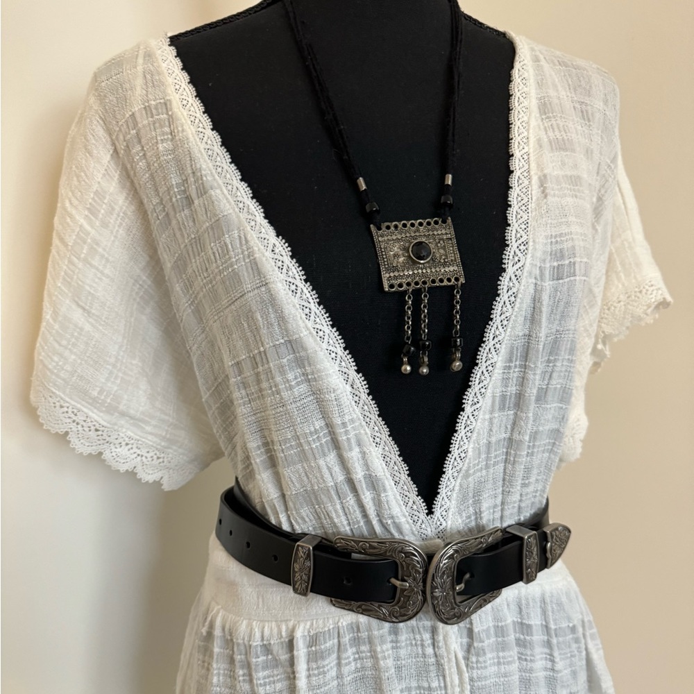 Boho white open overlay or sheer dress bohemian style